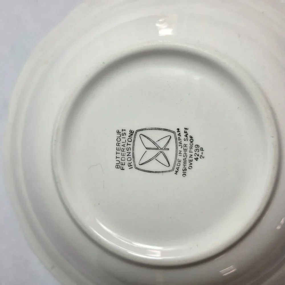 ONE Federalist by Sears Buttercup Serving Bowl Yellow with Scalloped Edge 9 Inch